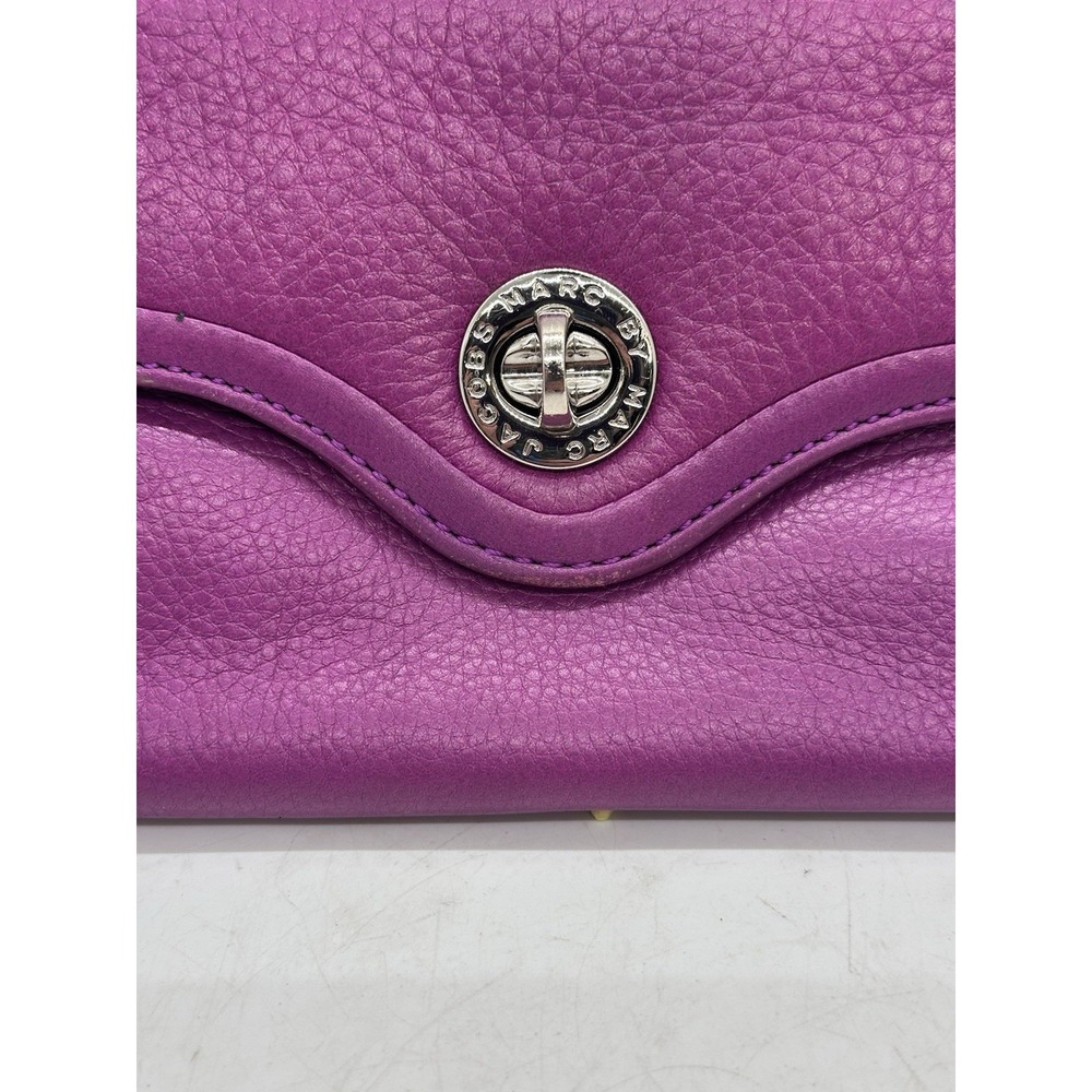 Marc by Marc Jacobs Purple Pebbled Leather Turnlock Flap Continental Wallet - Picture 5 of 9